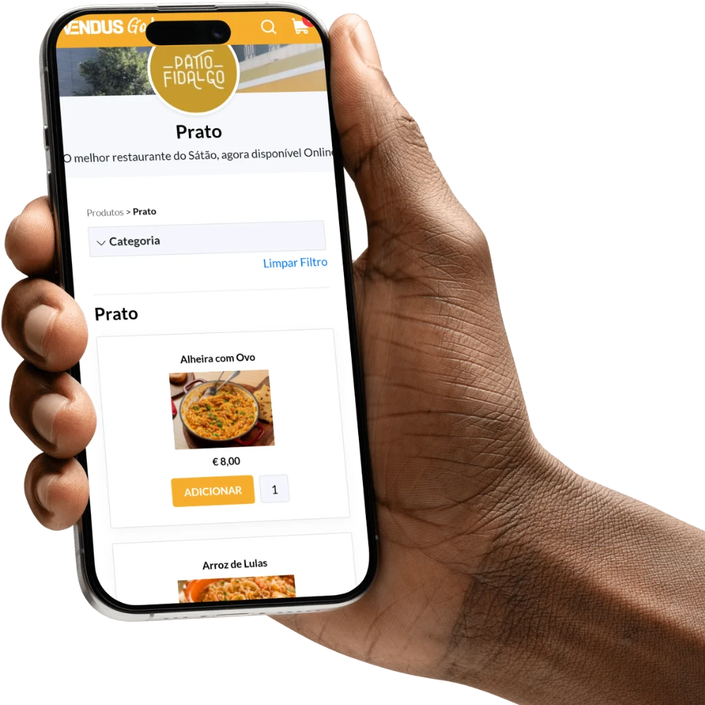 Loja online do Pátio Fidalgo no telemóvel — takeaway e delivery